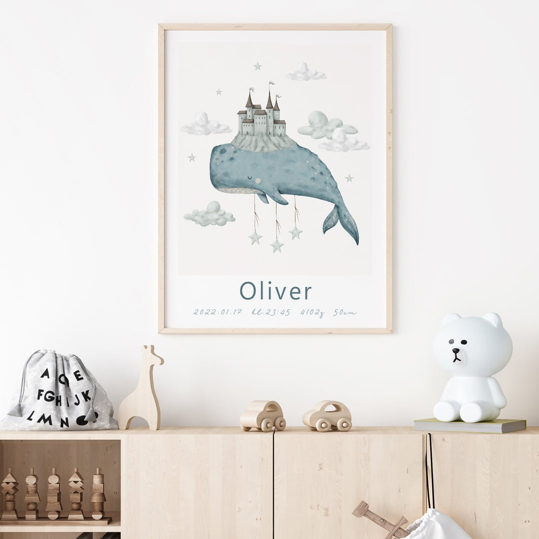 Namntavla Whale & castle - Dekortorget