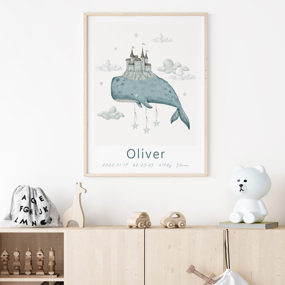 Namntavla Whale & castle