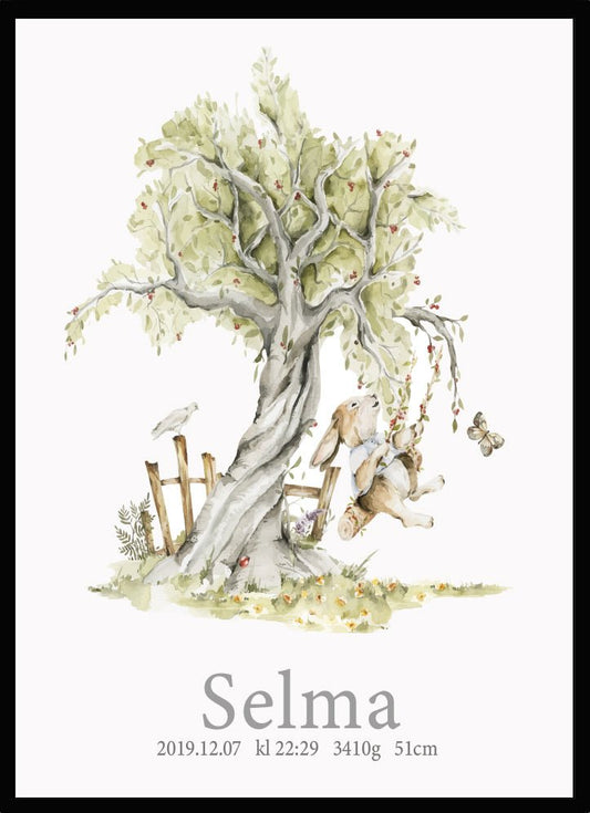 Namntavla Kanin på gunga - Dekortorget