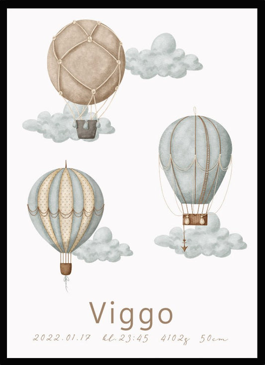 Namntavla luftballonger blå - Dekortorget