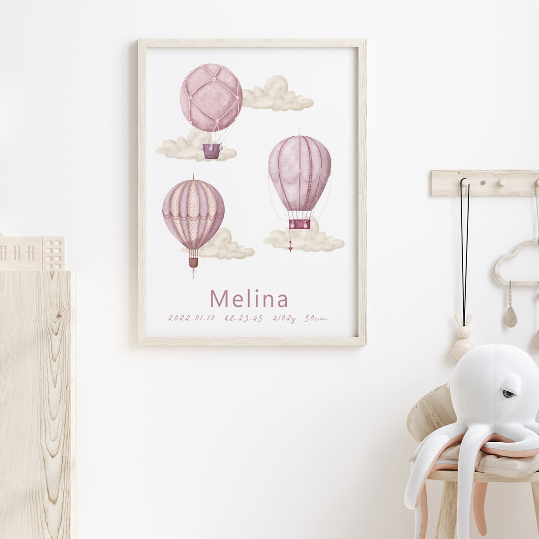 Namntavla luftballonger rosa
