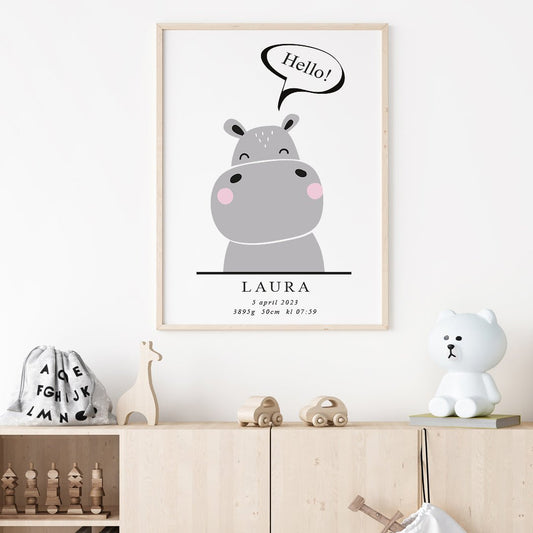 Namntavla Little hippo - Dekortorget