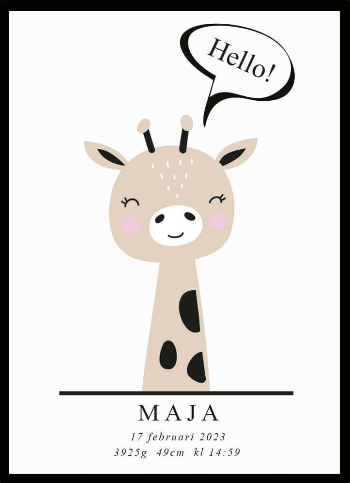 Namntavla Little giraffe - Dekortorget