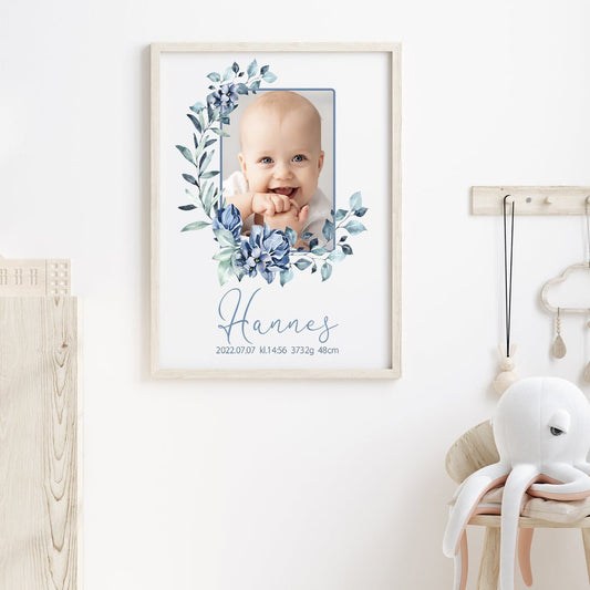 Namntavla Eget foto - blomma blå - Dekortorget