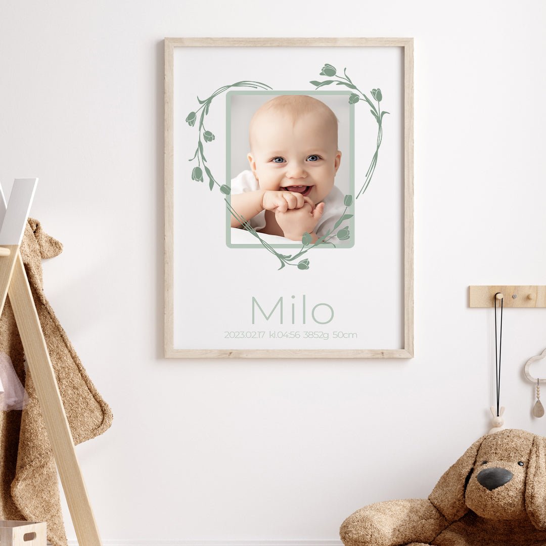 Namntavla Eget foto - hjärta grön - Dekortorget