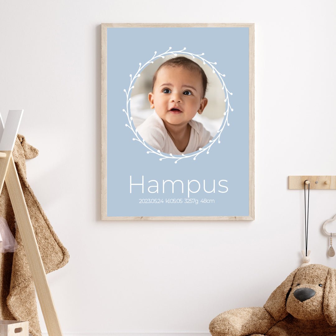 Namntavla Eget foto - blå - Dekortorget