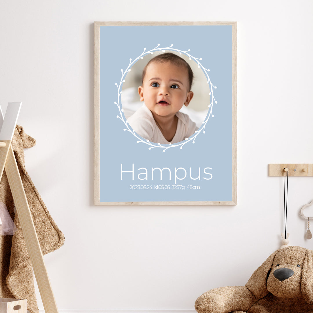 Namntavla Eget foto - blå