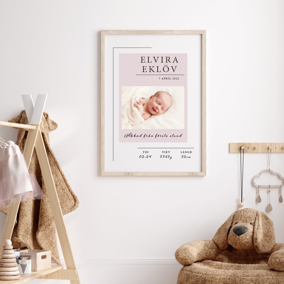 Namntavla Eget foto - kvadrat rosa - Dekortorget