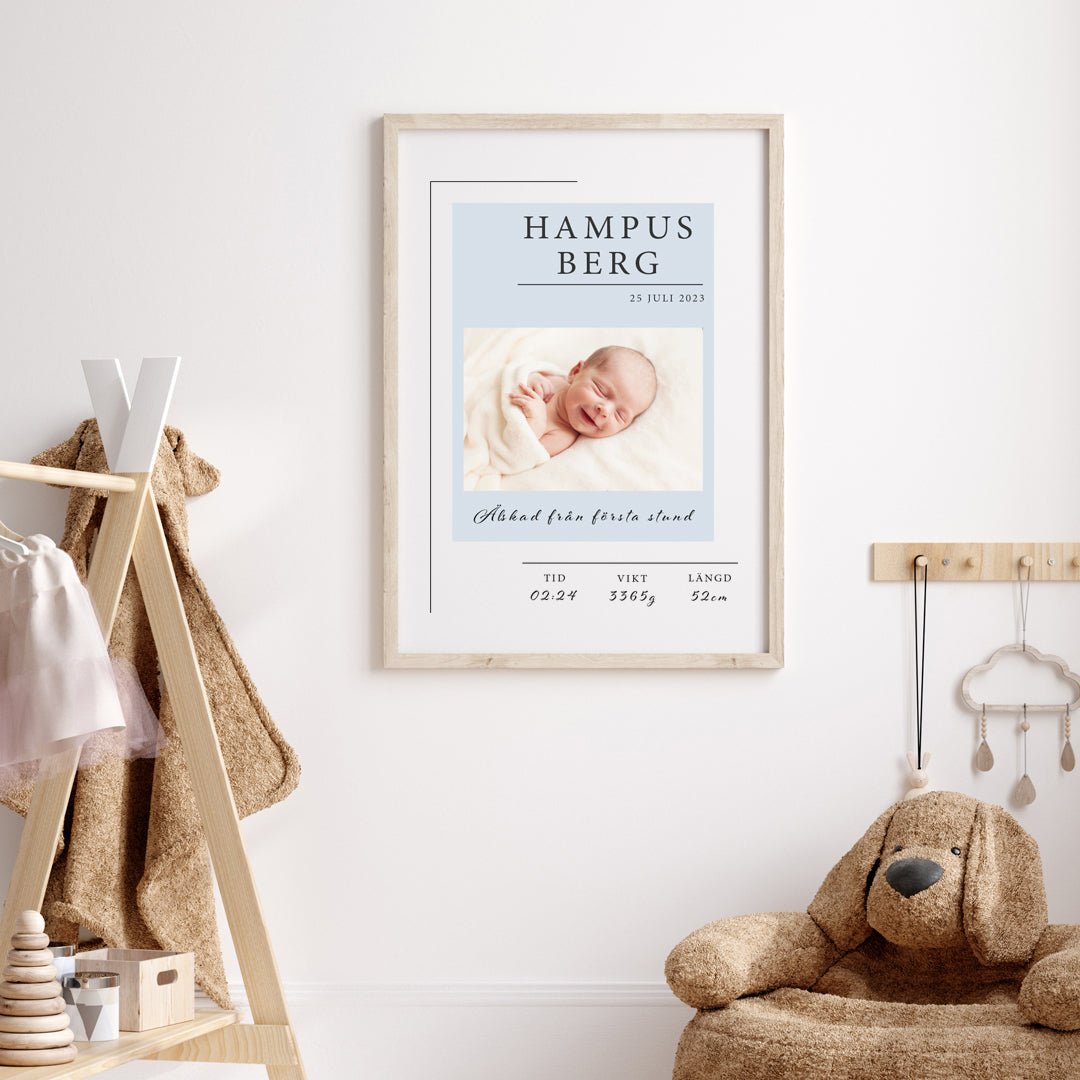 Namntavla Eget foto - kvadrat blå - Dekortorget