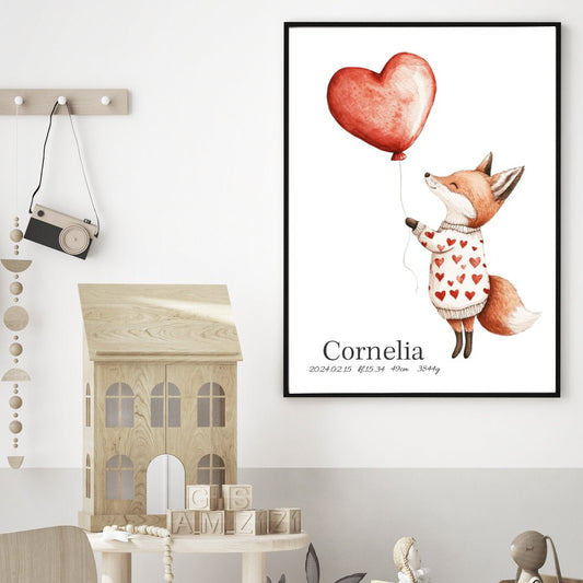 Namntavla Räv med Ballong - Dekortorget
