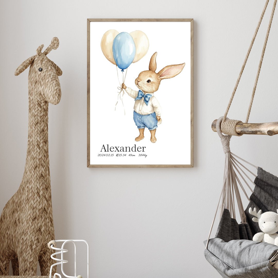 Namntavla Kanin med Ballonger - Dekortorget