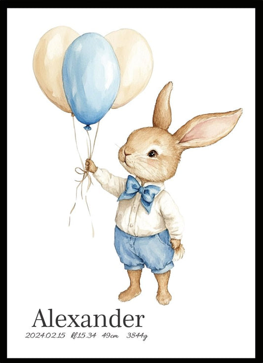 Namntavla Kanin med Ballonger - Dekortorget