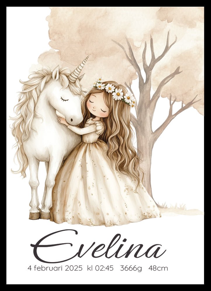 Namntavla Flicka med Enhörning - Dekortorget