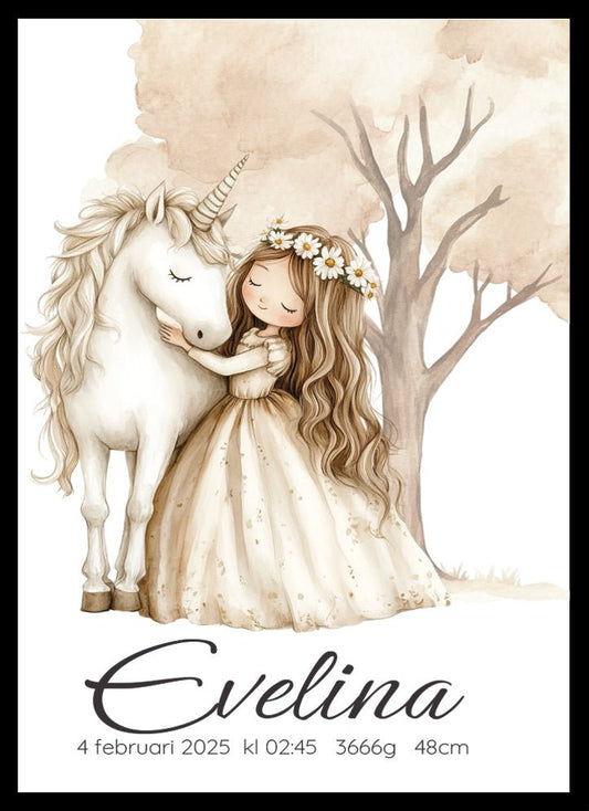 Namntavla Flicka med Enhörning - Dekortorget