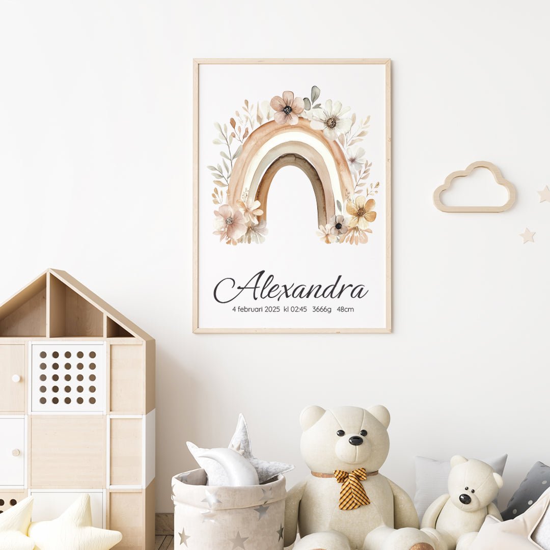 Namntavla Regnbåge med blommor - Dekortorget