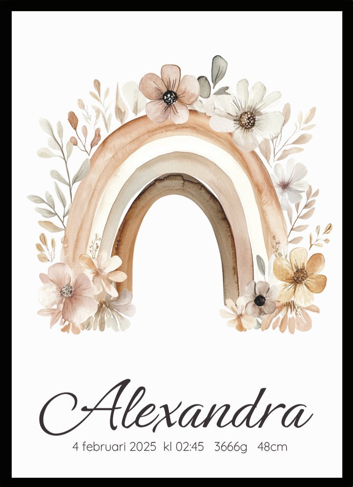 Namntavla Regnbåge med blommor - Dekortorget