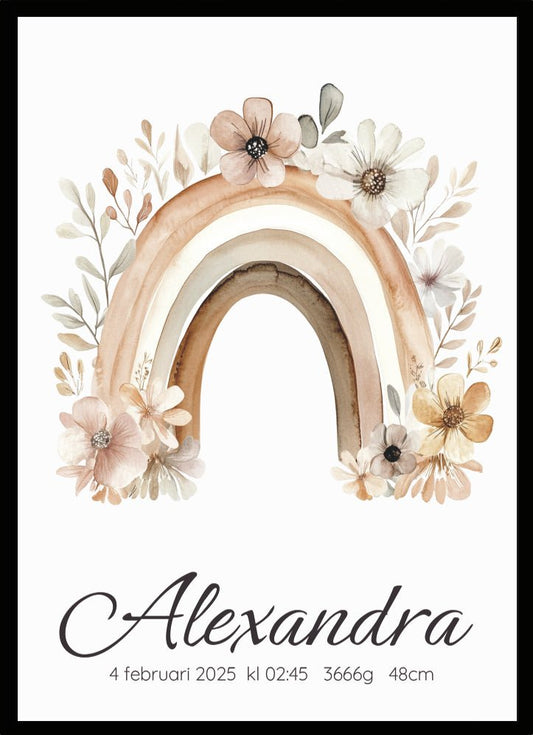 Namntavla Regnbåge med blommor - Dekortorget