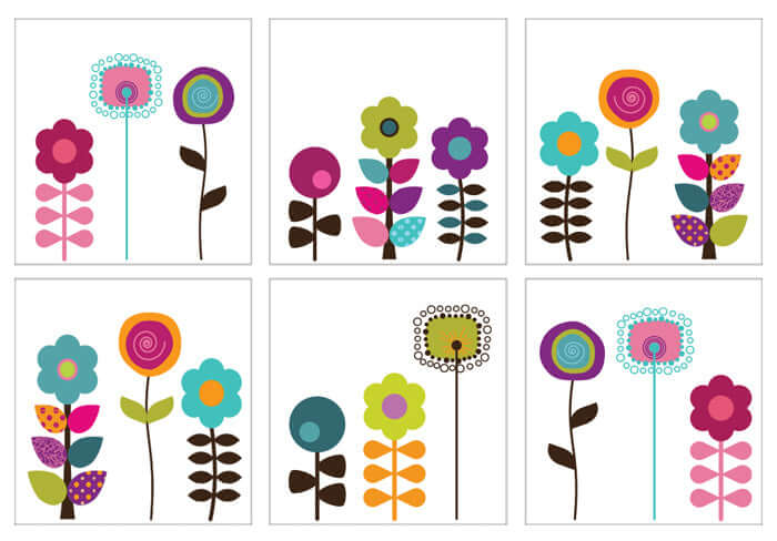 Kakeldekor retroblommor 1 - Dekortorget