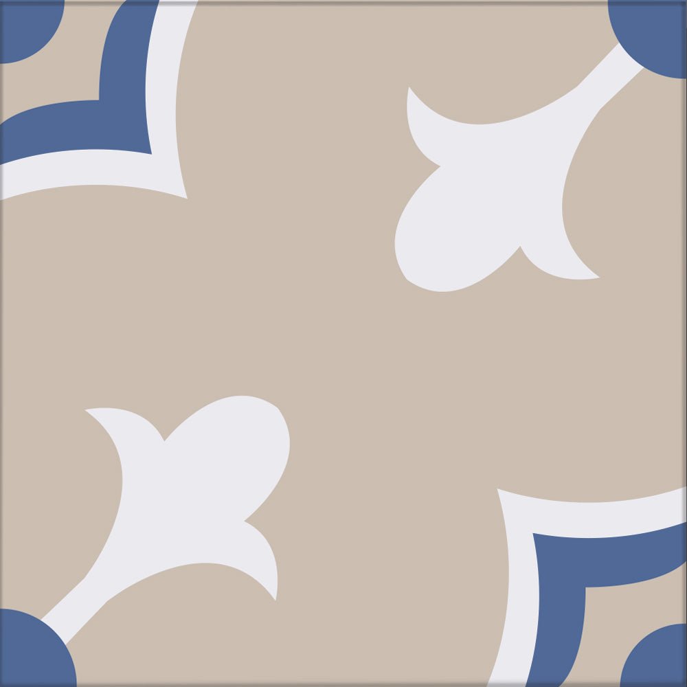 Kakeldekor marockansk beige & blå - Dekortorget