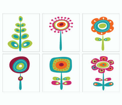 Kakeldekor retroblommor 2