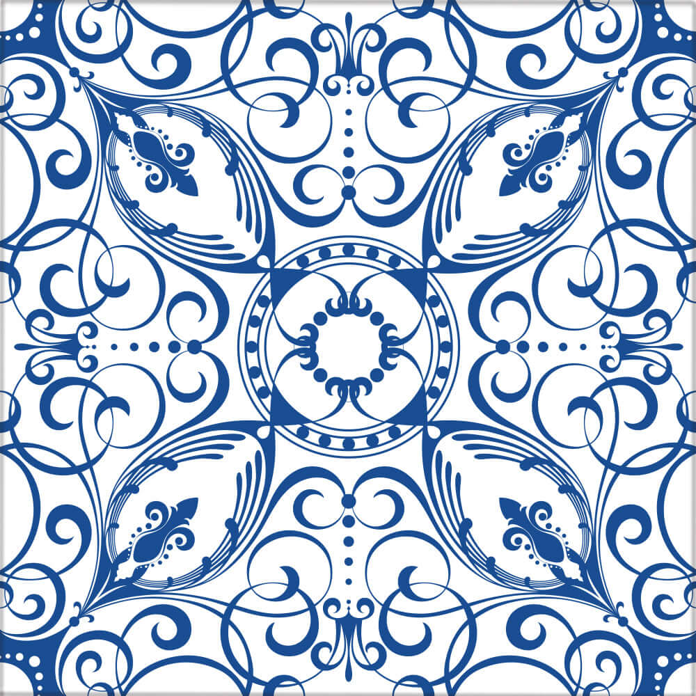 Kakeldekor viktoriansk blå - Dekortorget