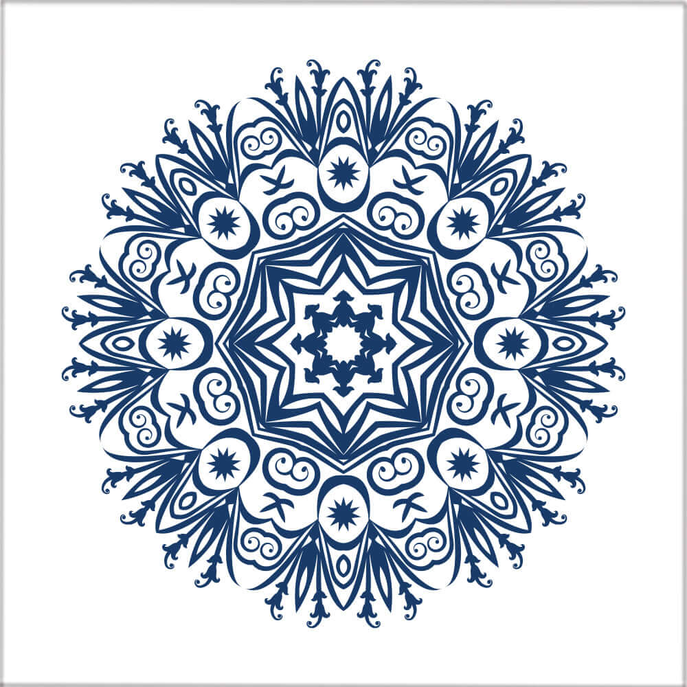 Kakeldekor mönstrad cirkel mörkblå - Dekortorget