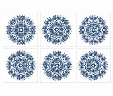 Kakeldekor mönstrad cirkel mörkblå - Dekortorget