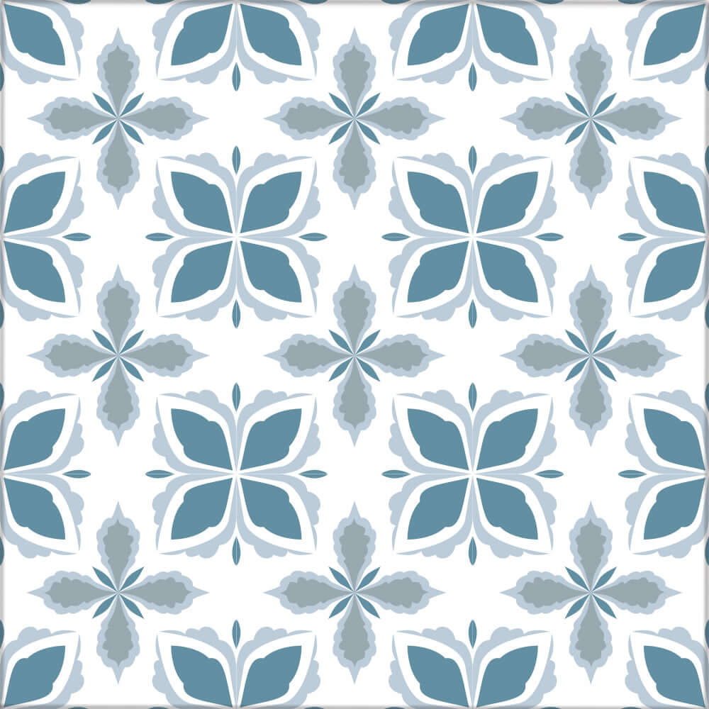 Kakeldekor marockansk blå/grå - Dekortorget