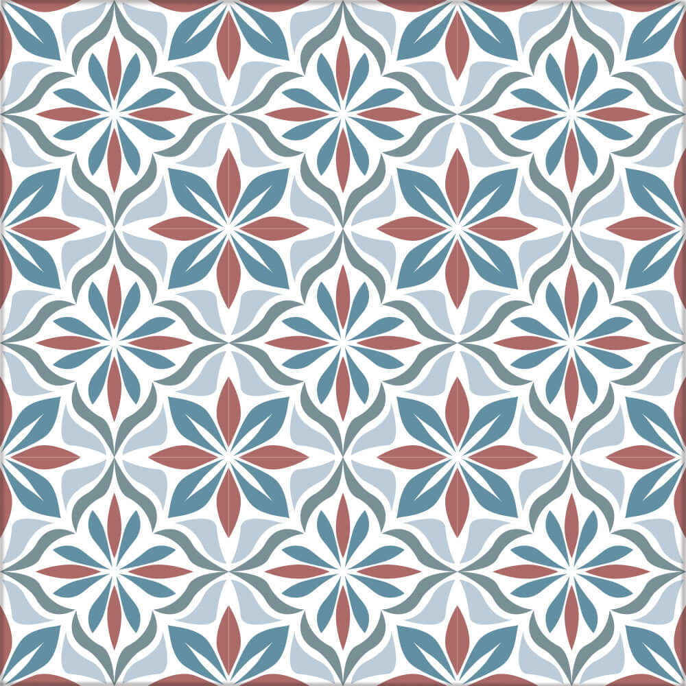 Kakeldekor marockansk blå/röd - Dekortorget