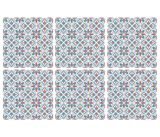 Kakeldekor marockansk blå/röd - Dekortorget