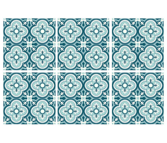 Kakeldekor marockansk turkos/petrol - Dekortorget