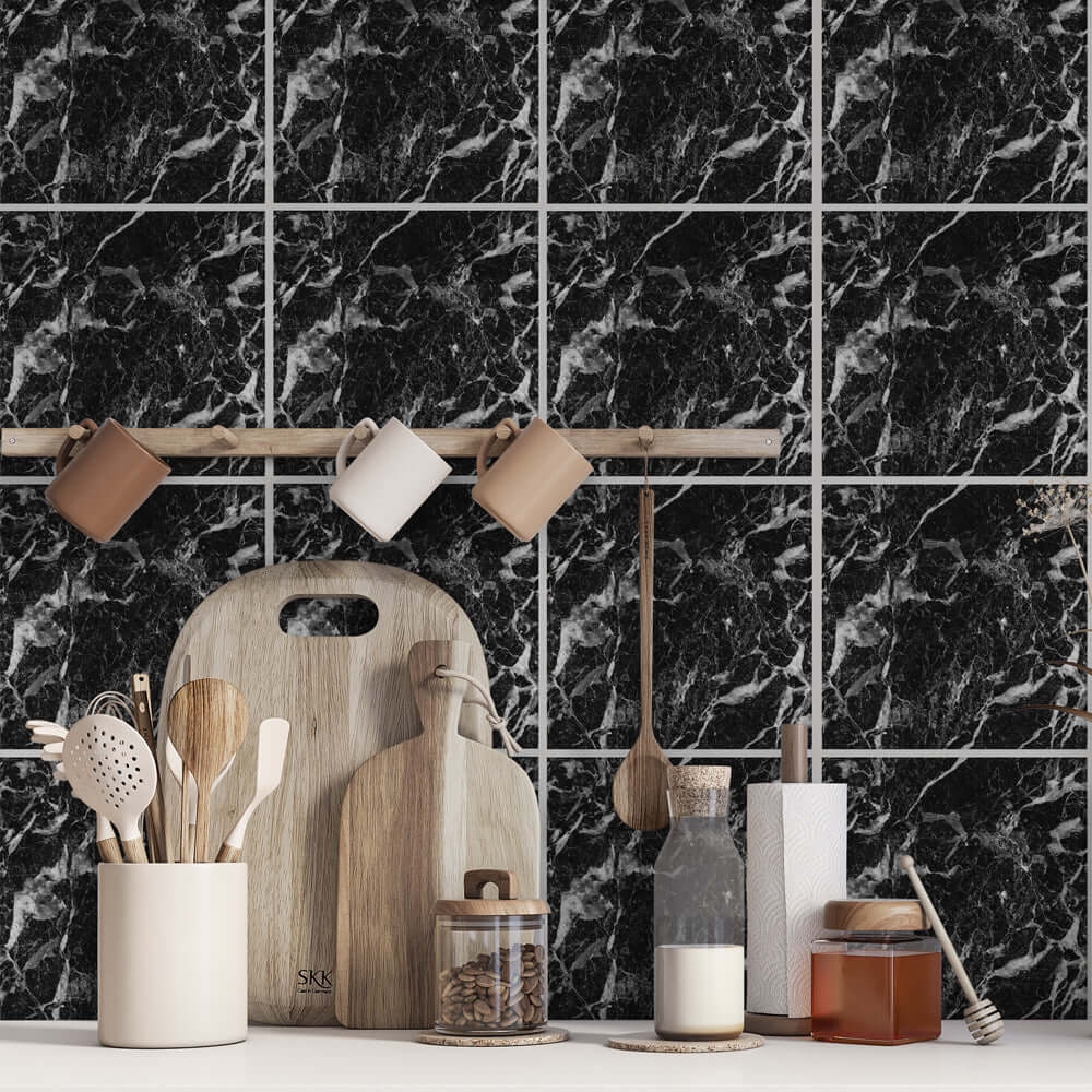 Kakeldekor marmor svart - Dekortorget
