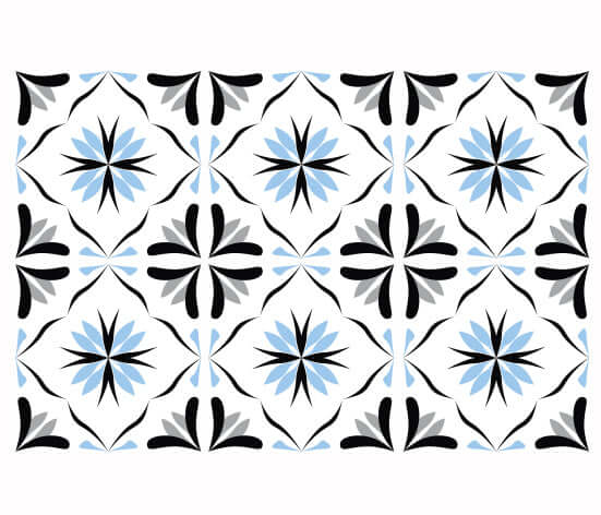 Kakeldekor marockansk 4 ljusblå - Dekortorget