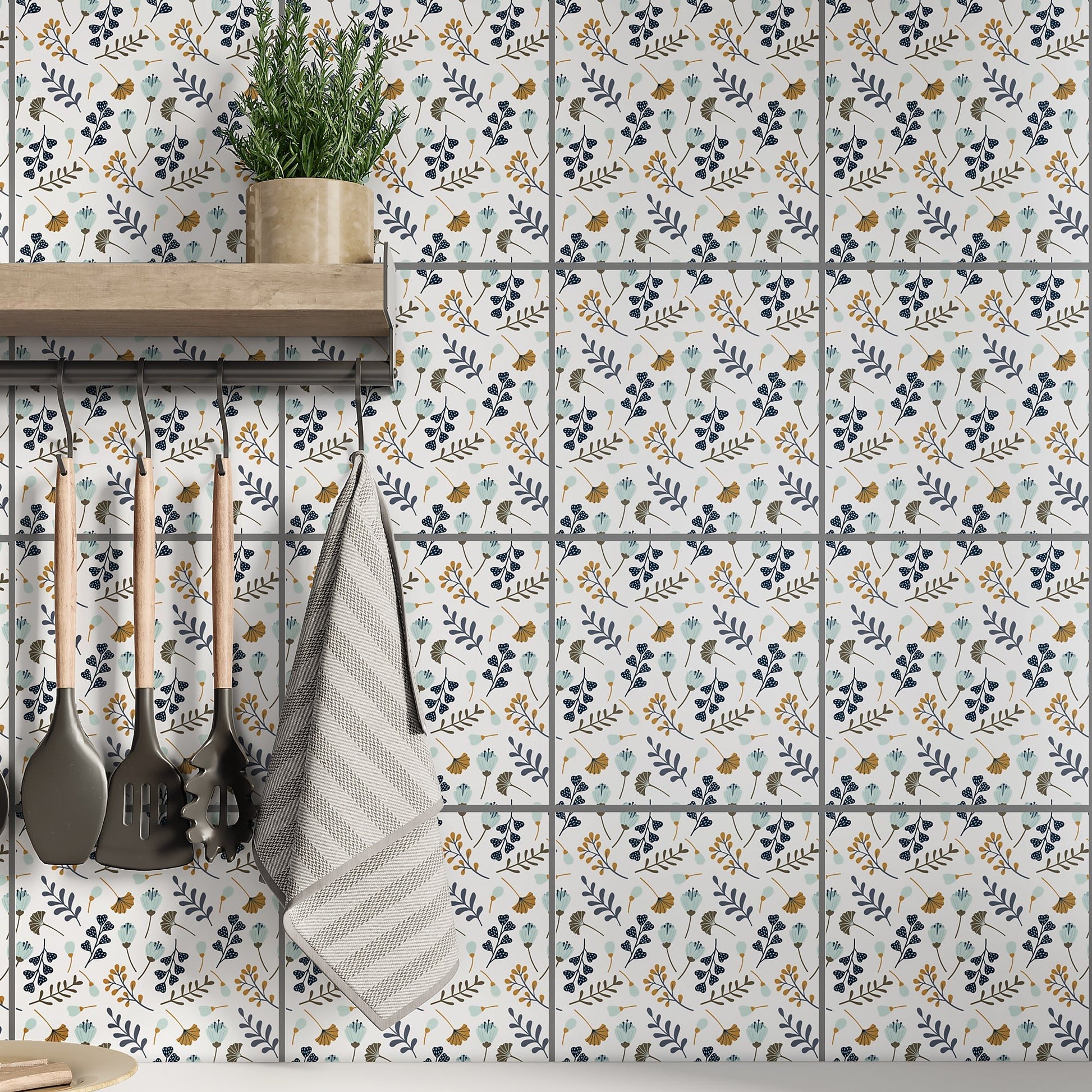 Kakeldekor blommor retro - Dekortorget