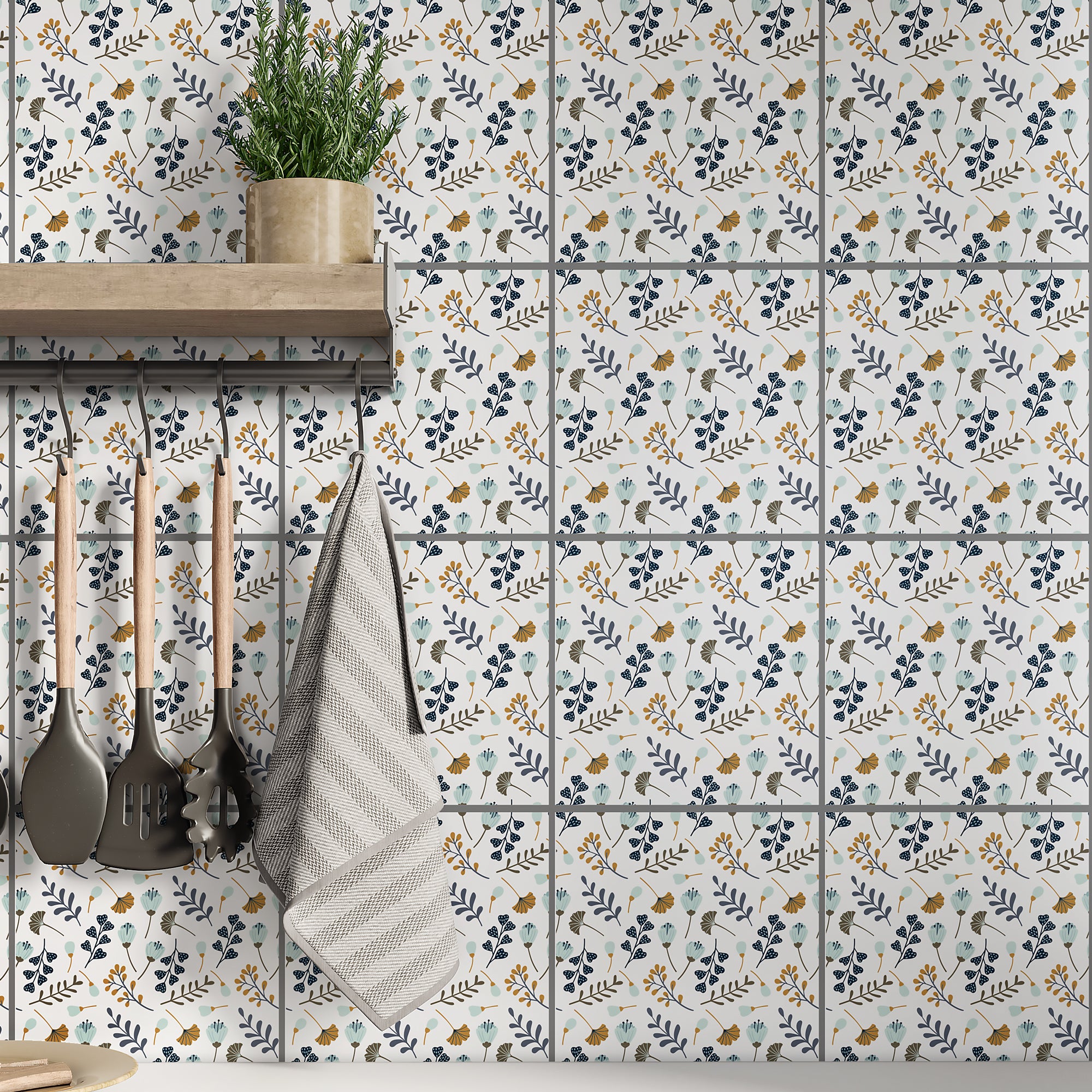 Kakeldekor blommor retro
