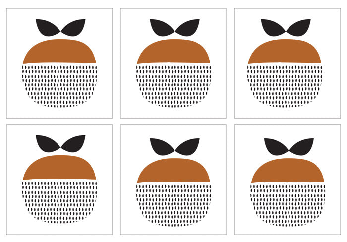 Kakeldekor retro äpple orange