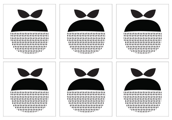 Kakeldekor retro äpple svart