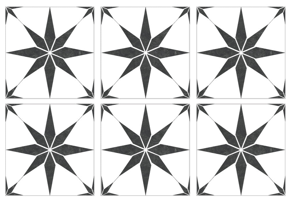 Kakeldekor stjärna svart - Dekortorget