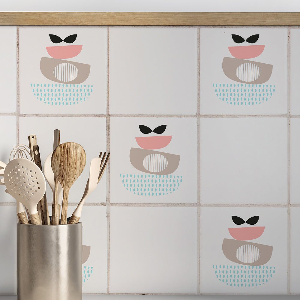 Kakeldekor retro pastell abstrakt 1 - Dekortorget