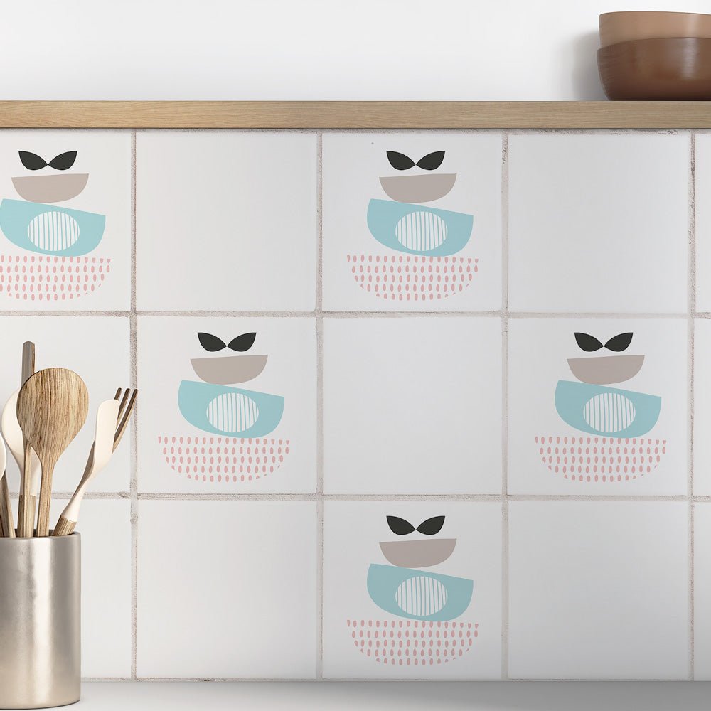 Kakeldekor retro pastell abstrakt 2 - Dekortorget