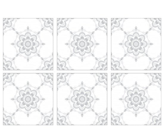 Kakeldekor viktoriansk blommor grå 1 - Dekortorget