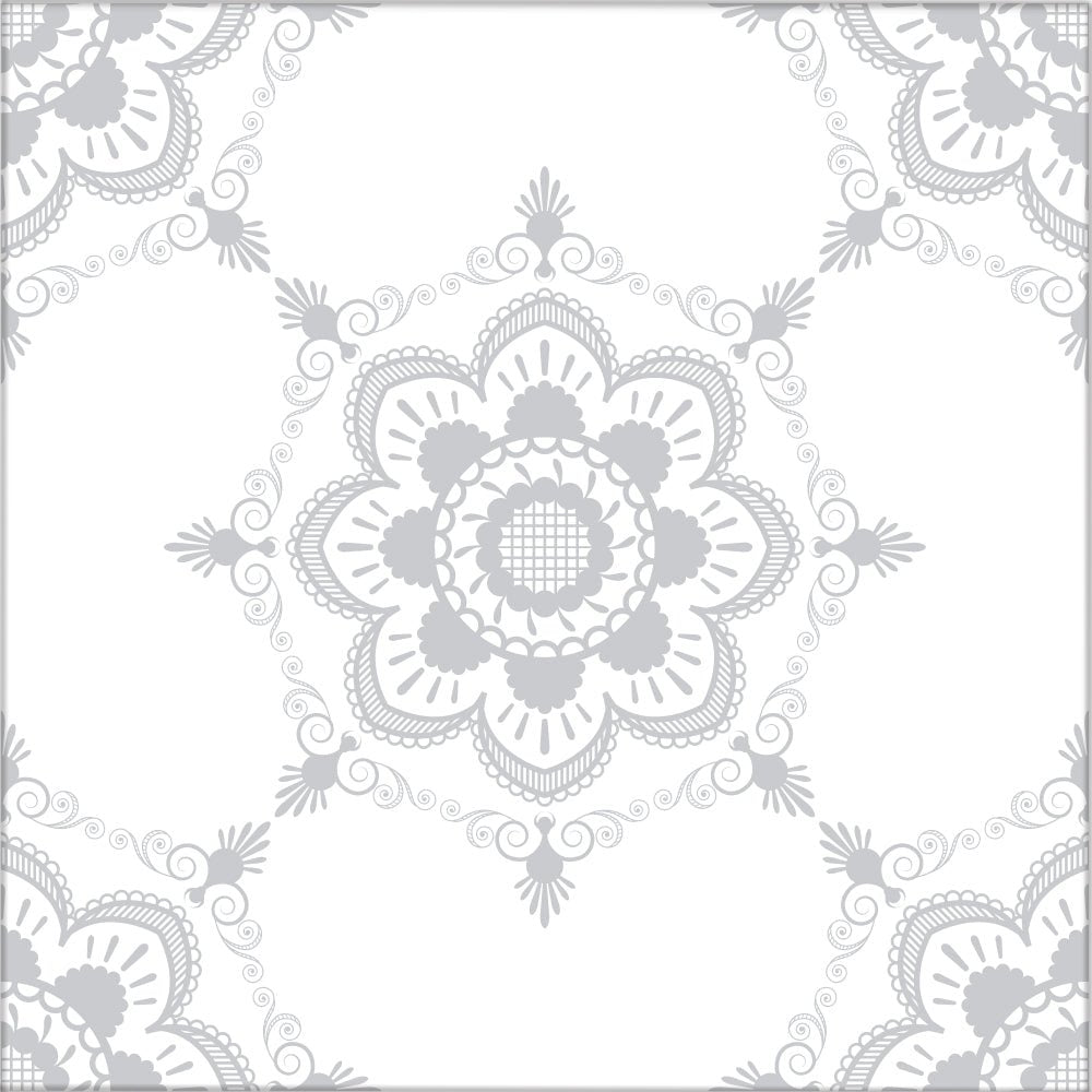 Kakeldekor viktoriansk blommor grå 1 - Dekortorget