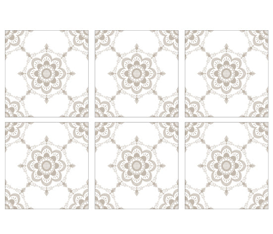 Kakeldekor viktoriansk blommor beige 1