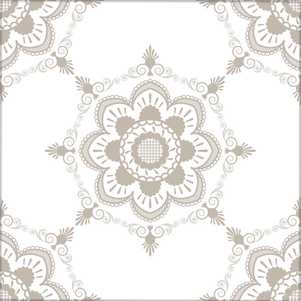 Kakeldekor viktoriansk blommor beige 1 - Dekortorget