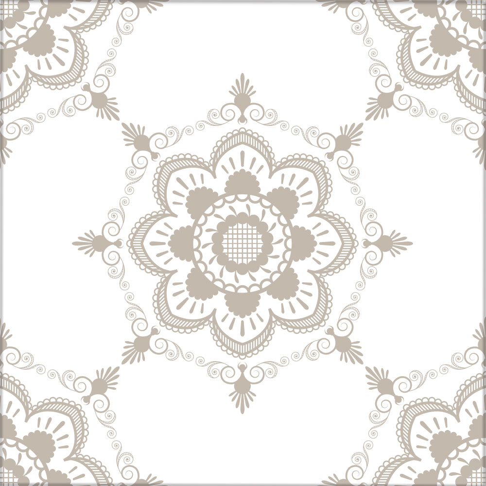 Kakeldekor viktoriansk blommor beige 1