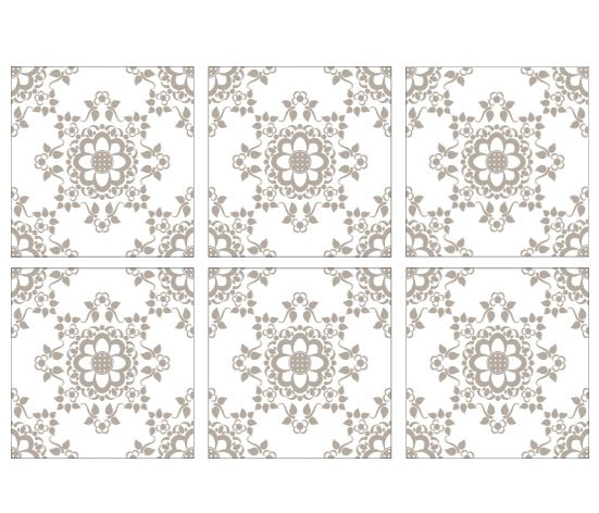 Kakeldekor viktoriansk blommor beige 2 - Dekortorget