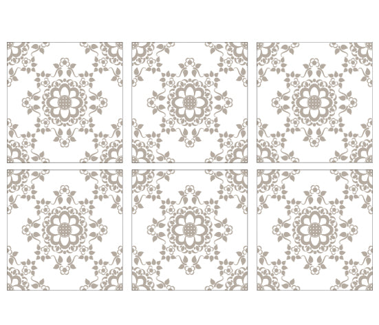 Kakeldekor viktoriansk blommor beige 2