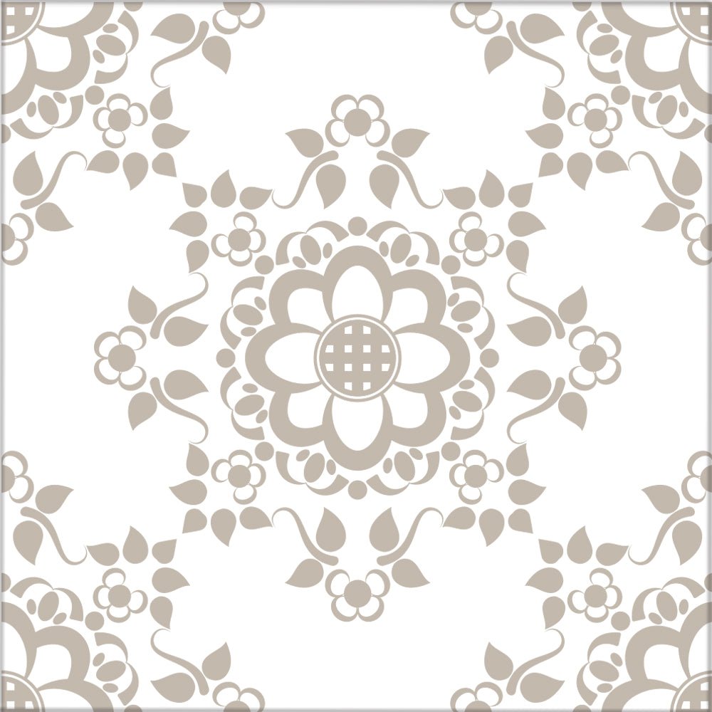 Kakeldekor viktoriansk blommor beige 2 - Dekortorget