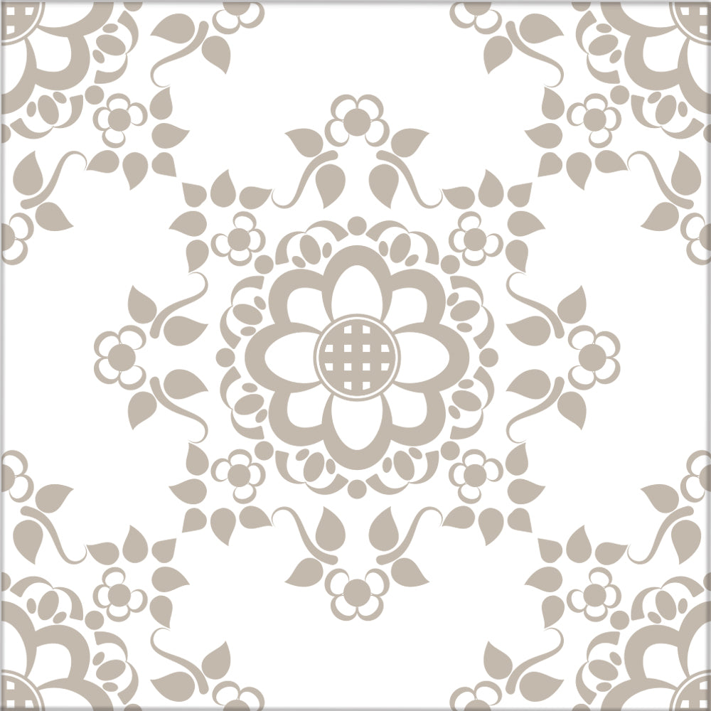 Kakeldekor viktoriansk blommor beige 2