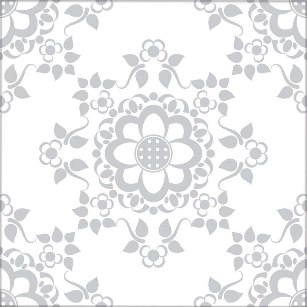 Kakeldekor viktoriansk blommor grå 2 - Dekortorget